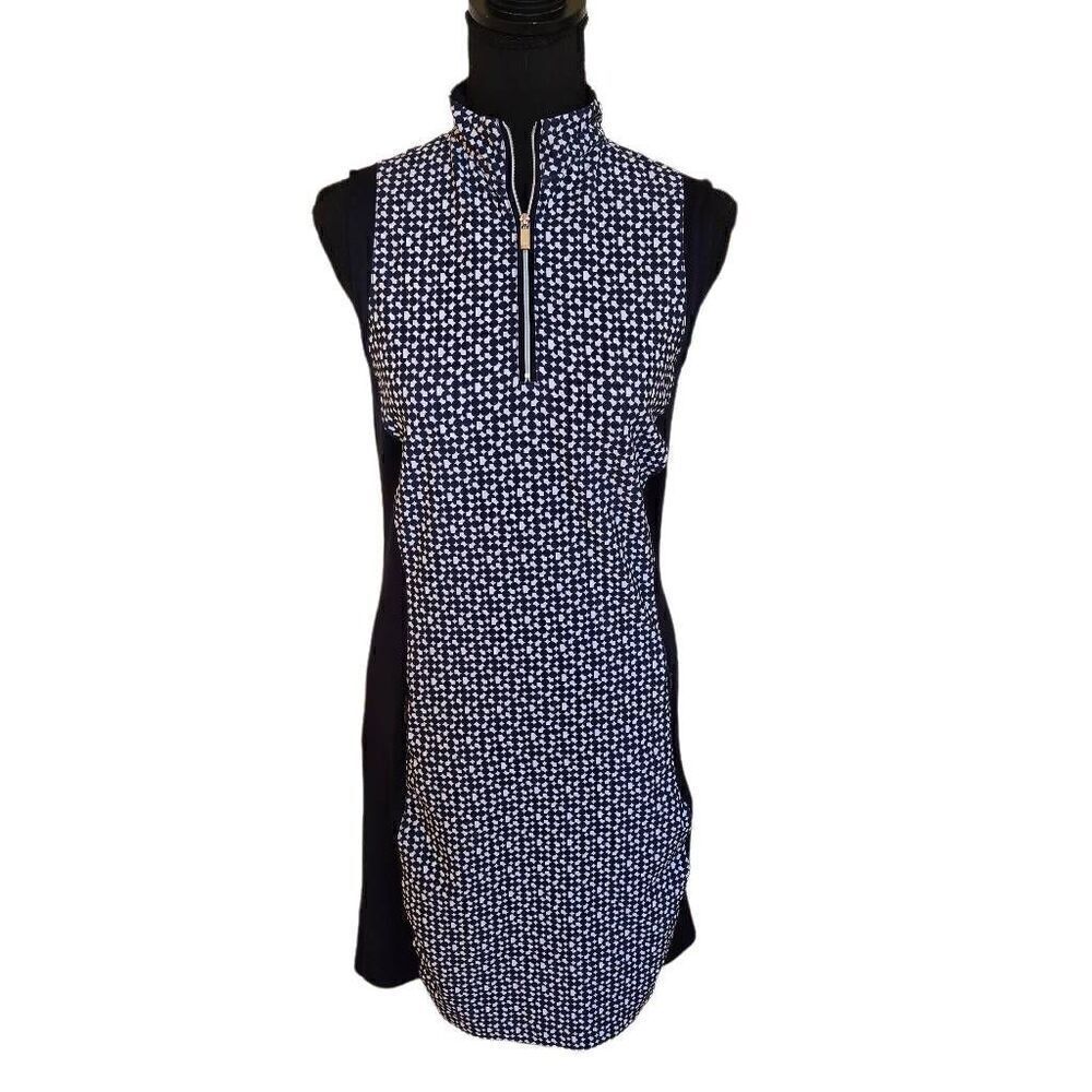 Tail Womens Quarter Zip Golf Athletic Mini Dress Navy White Small